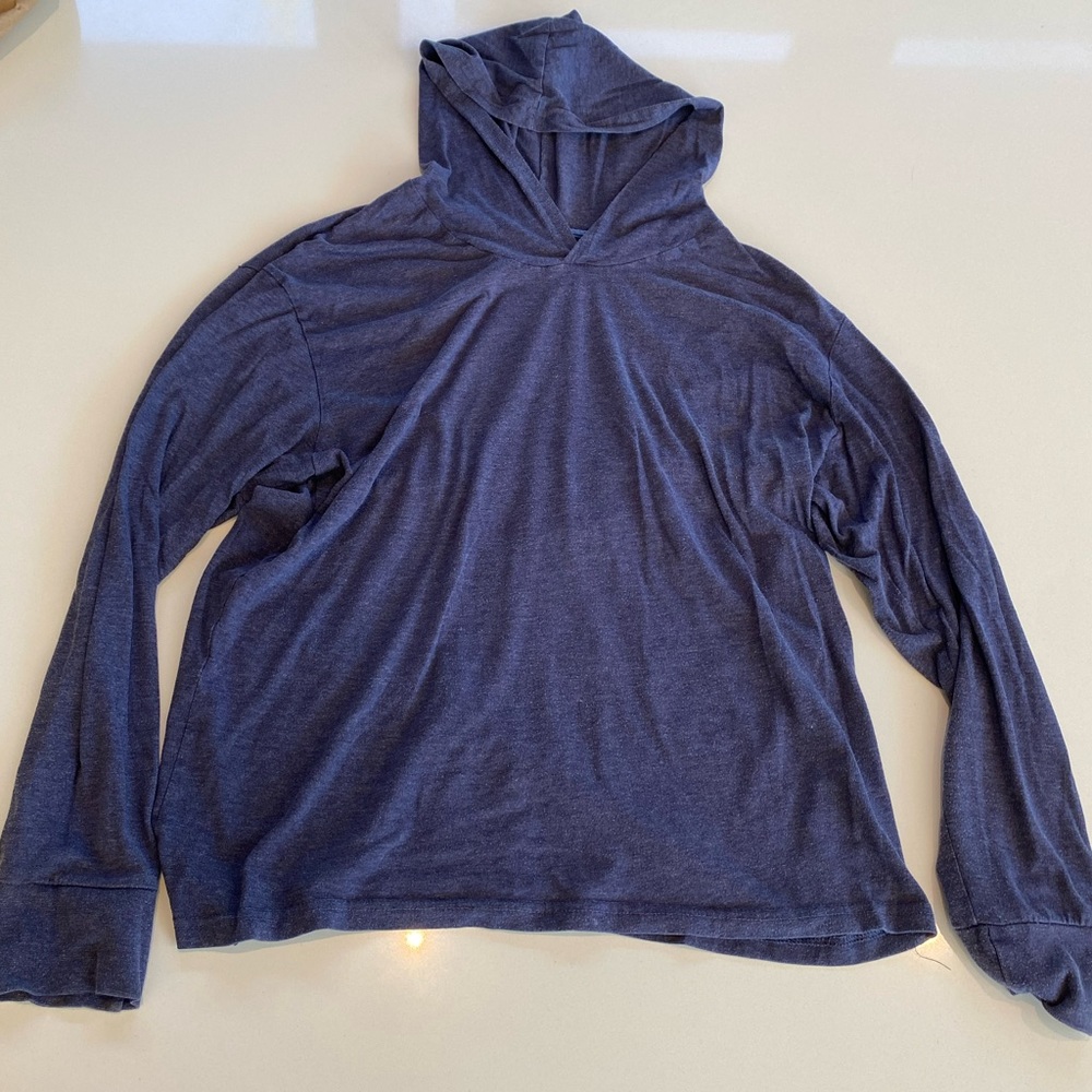 Bottoms Out Lightweight Blue Cotton Hooded Sweatshirt Size Large